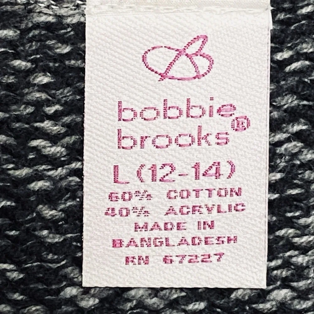 Bobbie Brooks Women's‎ Cardigan Sz 12/14 Short Sleeve Open Front Sweater Gray